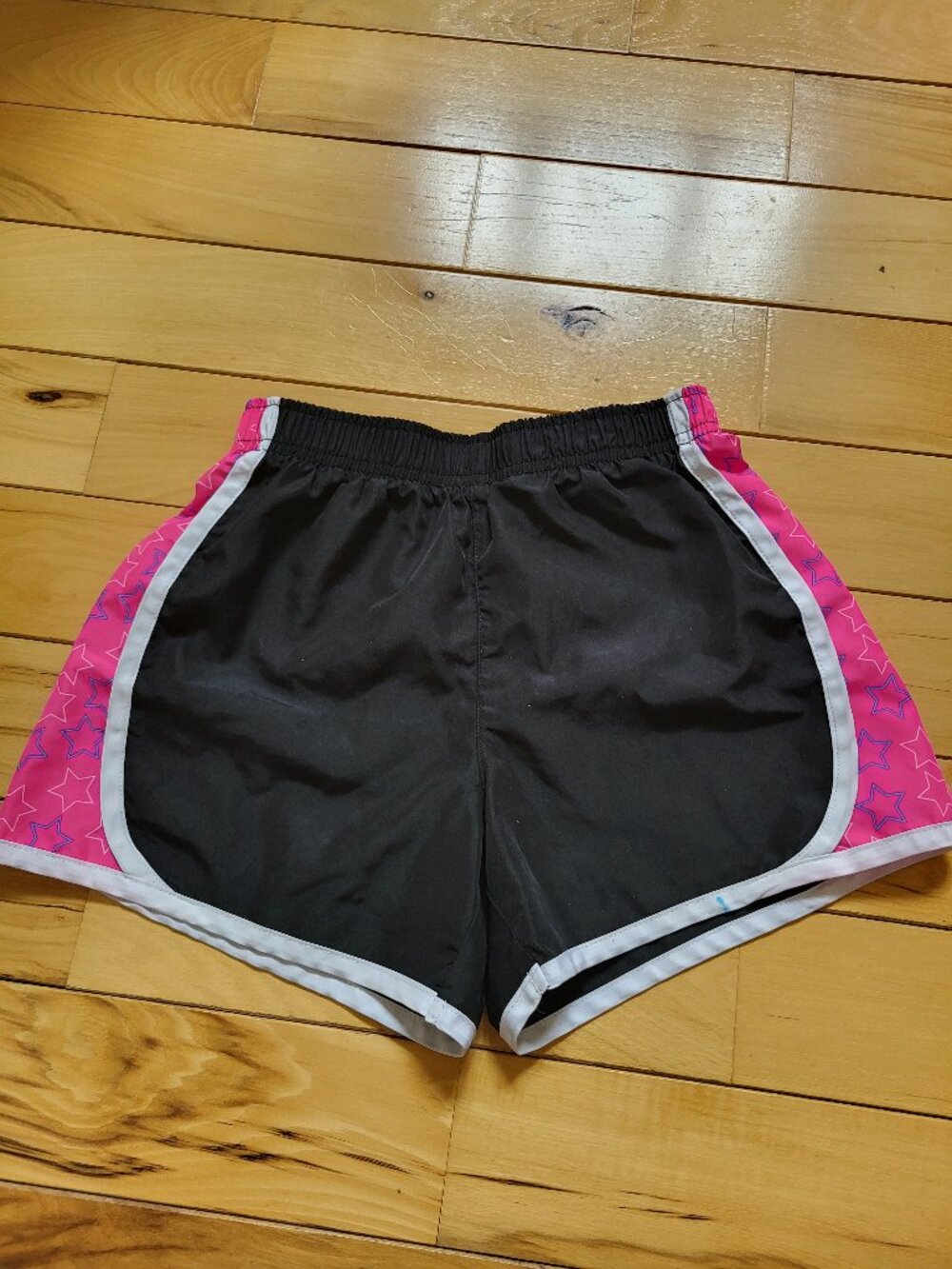 children's black shorts with pink star stripes